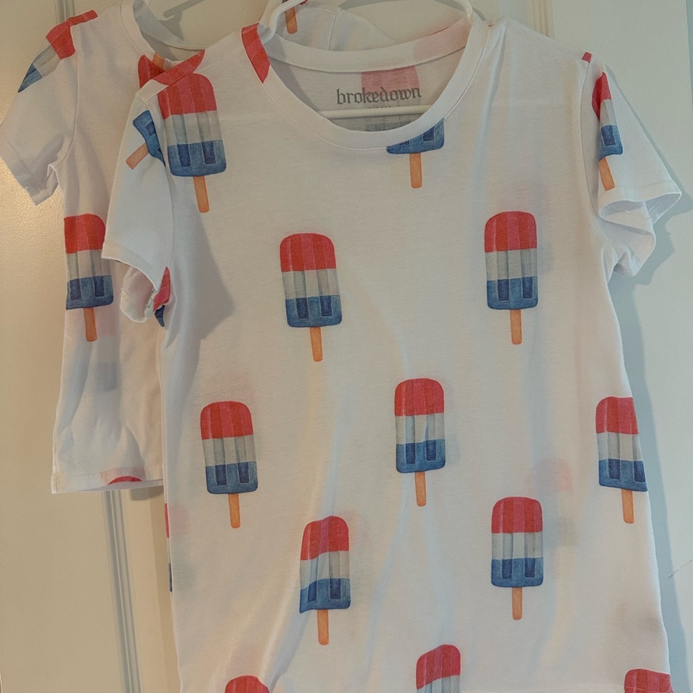 Brokedown Clothing Patriotic Popsicle Shirt Set (mom and mini)